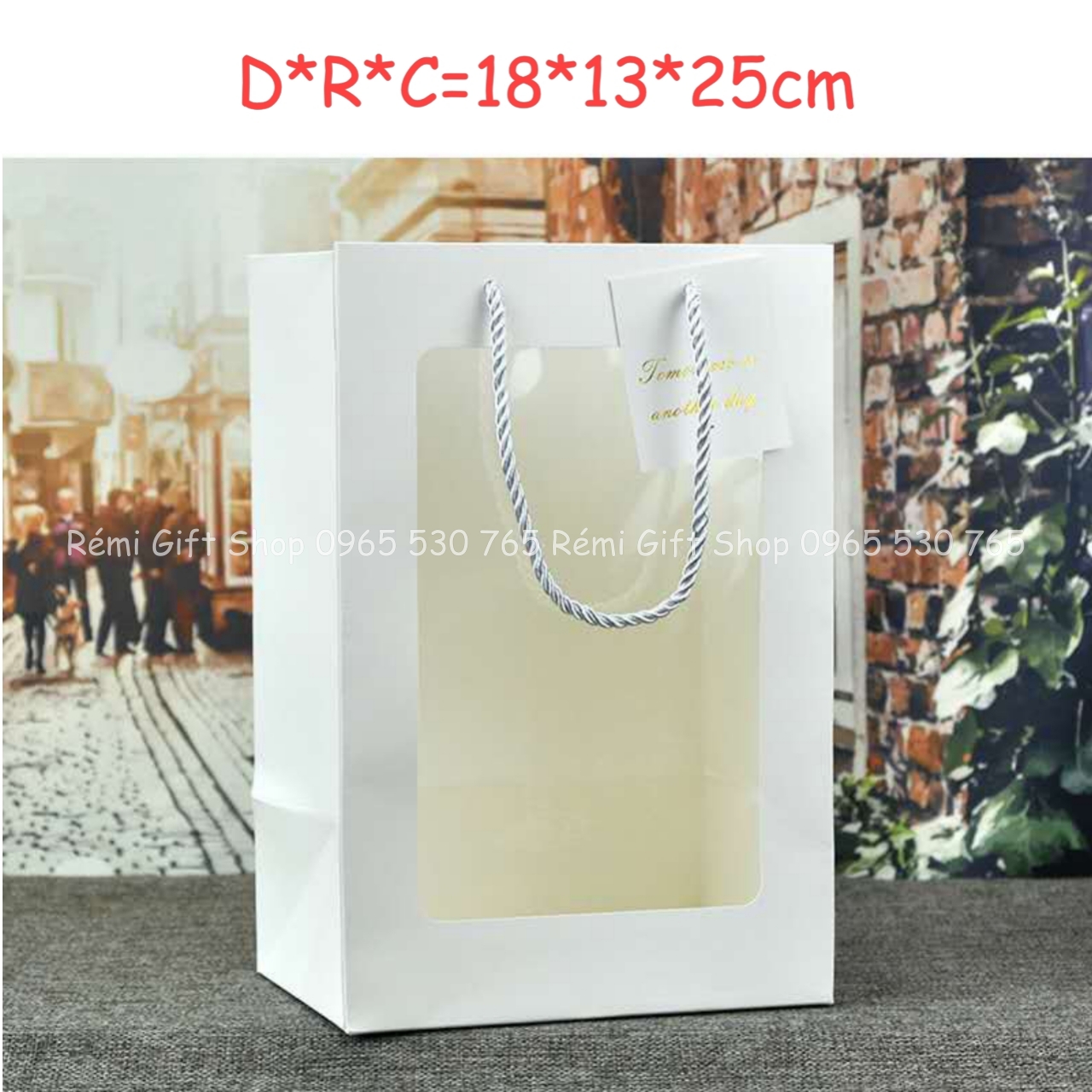 Túi giấy mặt kính quai xách đựng hoa, gấu, hộp quà tặng sang trọng - Ảnh 5