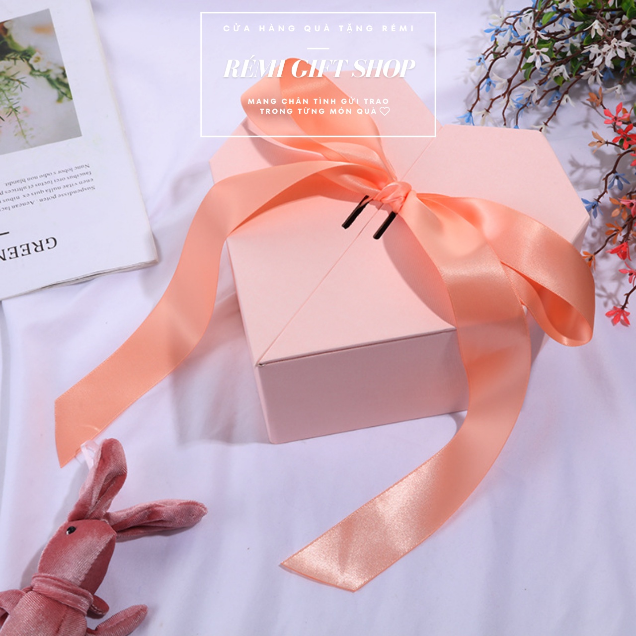Hộp quà tặng trái tim, hộp đựng quà tặng thắt nơ sang trọng - Ảnh 2