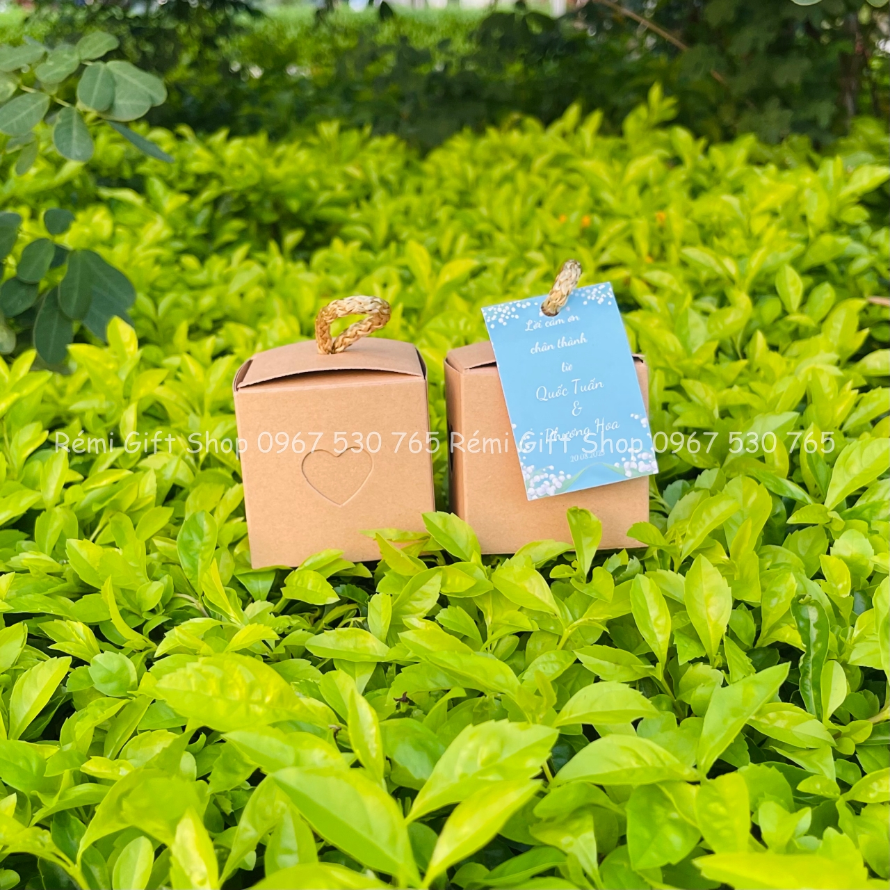 Bộ hộp quà tặng kraft thiết kế hình trái tim có quai xách - Ảnh 3
