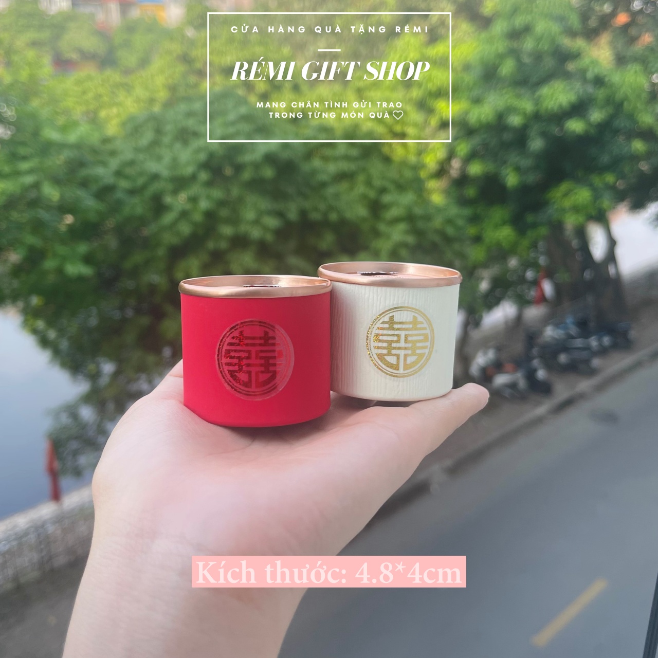 Hộp trà dán chữ Hỷ, hộp đựng trà đám cưới hỏi, đặt bàn tiệc thanh lịch, sang trọng - Ảnh 3