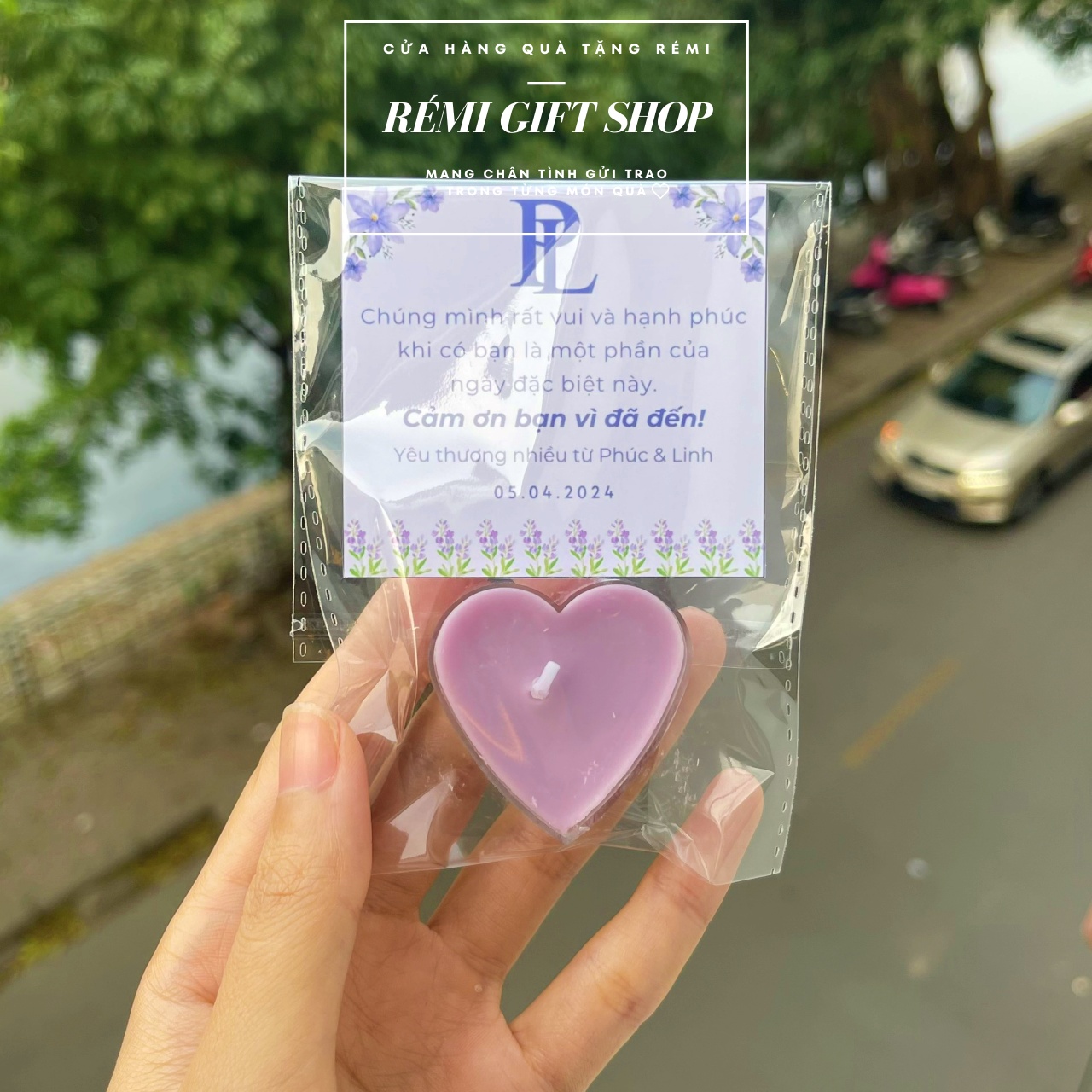 Set thiệp nến thơm tealight trái tim - Ảnh 5