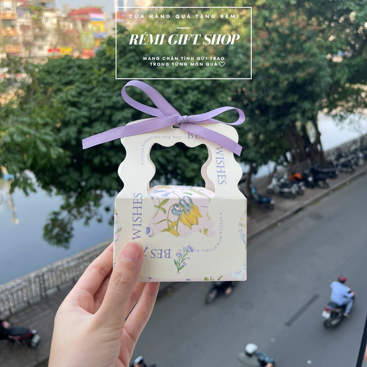 Hộp quà tặng chữ nhật có quai xách thắt nơ đựng quà tặng, quà cảm ơn sang trọng - Ảnh 3