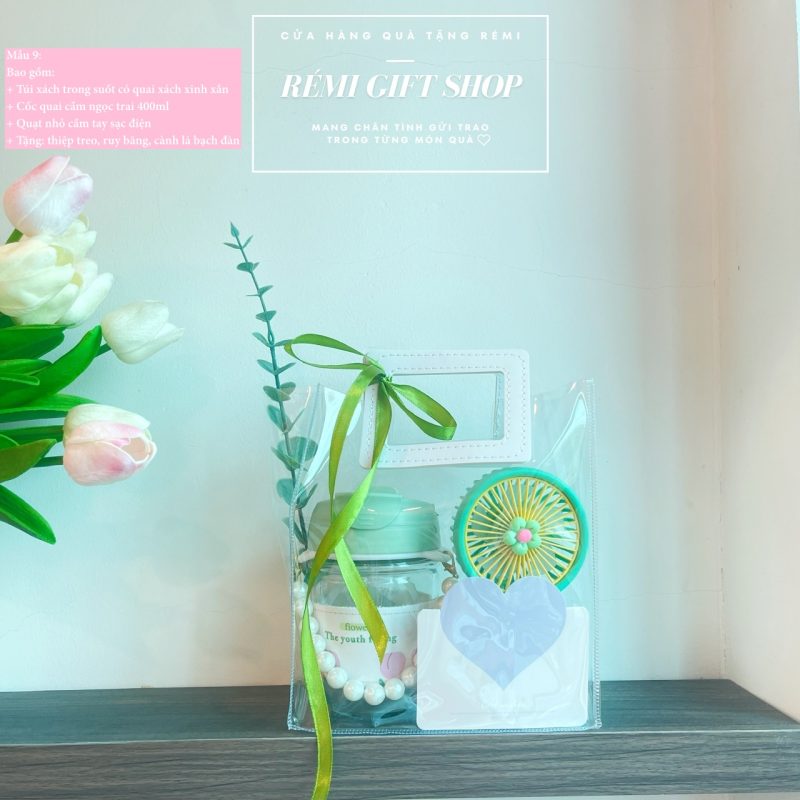 M9-Summer gift - sét quà tặng mùa hè, túi quà tặng bó hoa hướng dương khăn gấu đa năng xinh xắn