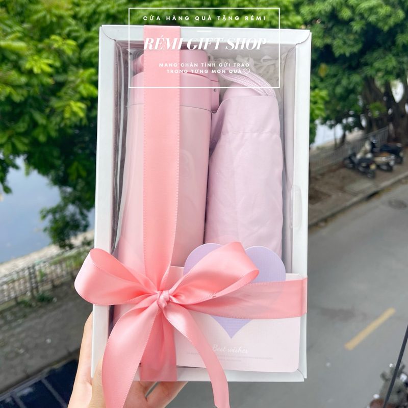 Sét hộp quà tặng bình nước giữ nhiệt, ô cầm tay - quà tặng lễ, tết, sinh nhật, 20/10, 20/11 - Ảnh 5