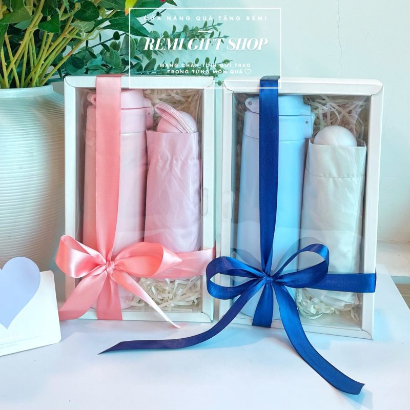 Sét hộp quà tặng bình nước giữ nhiệt, ô cầm tay - quà tặng lễ, tết, sinh nhật, 20/10, 20/11