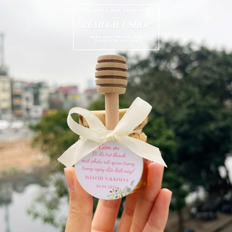 hũ mật ong thiên nhiên kèm khuấy lấy mật - quà tặng đám cưới