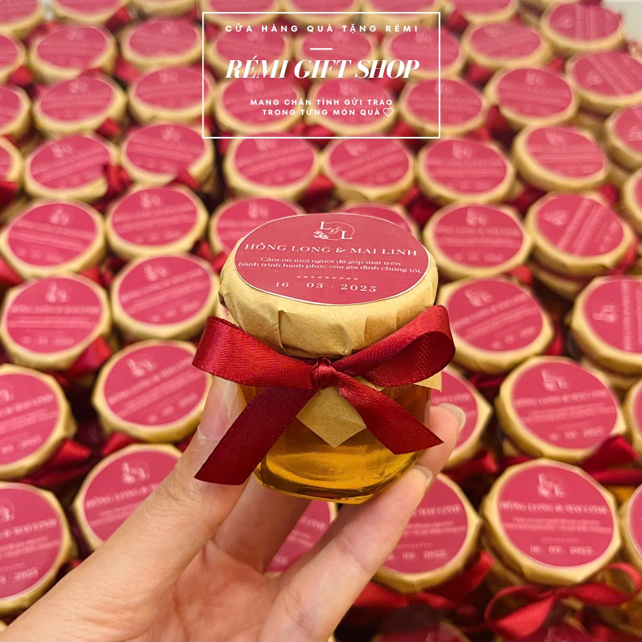 hũ mật ong thiên nhiên 50ml - quà tặng đám cưới Hồng Long - Mai Linh