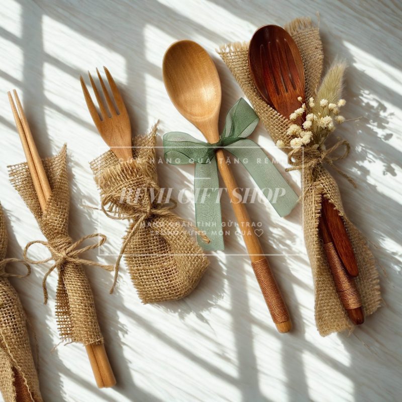 quà tặng thìa gỗ, dĩa gỗ, đũa gỗ