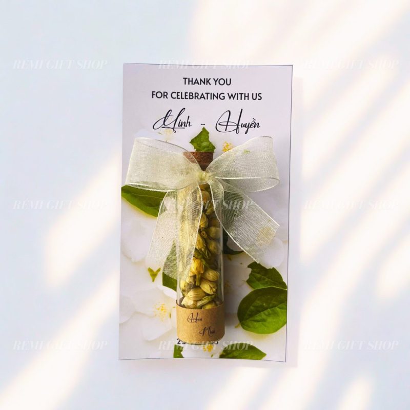 Thiệp quà tặng hũ thủy tinh hoa nhài