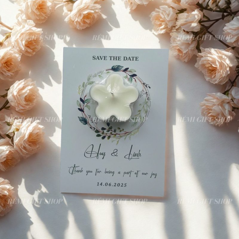 thiệp nến thơm tealight bông hoa