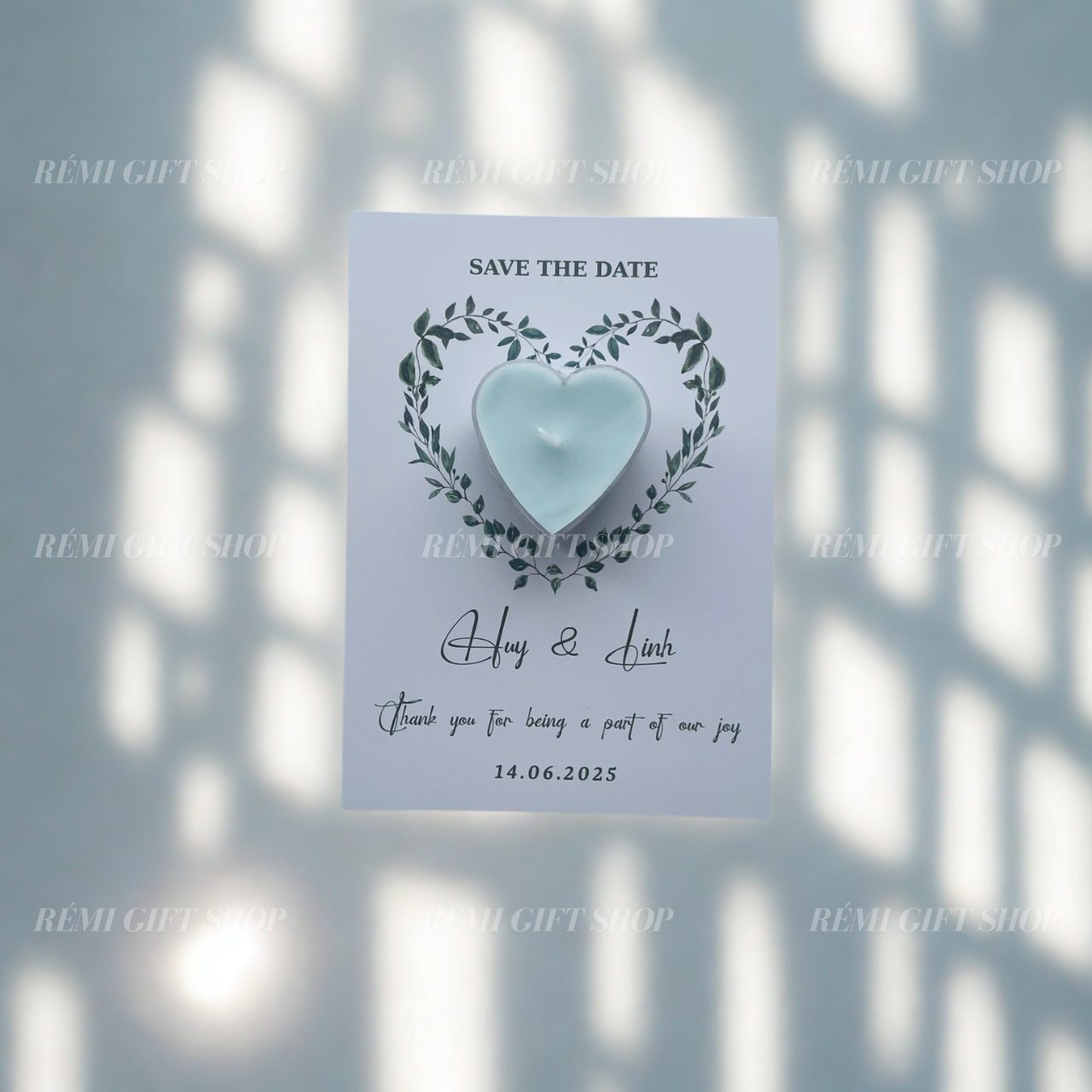 thiệp nến thơm tealight trái tim