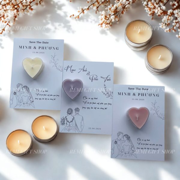 thiệp nến thơm tealight trái tim