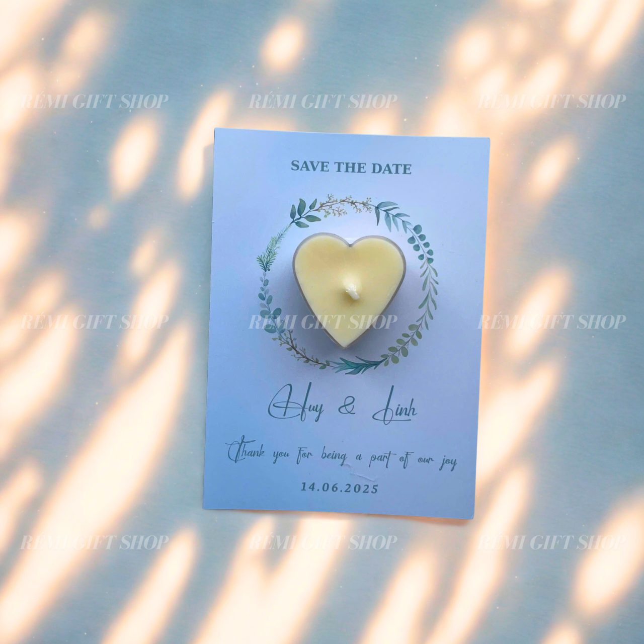 thiệp nến thơm tealight trái tim