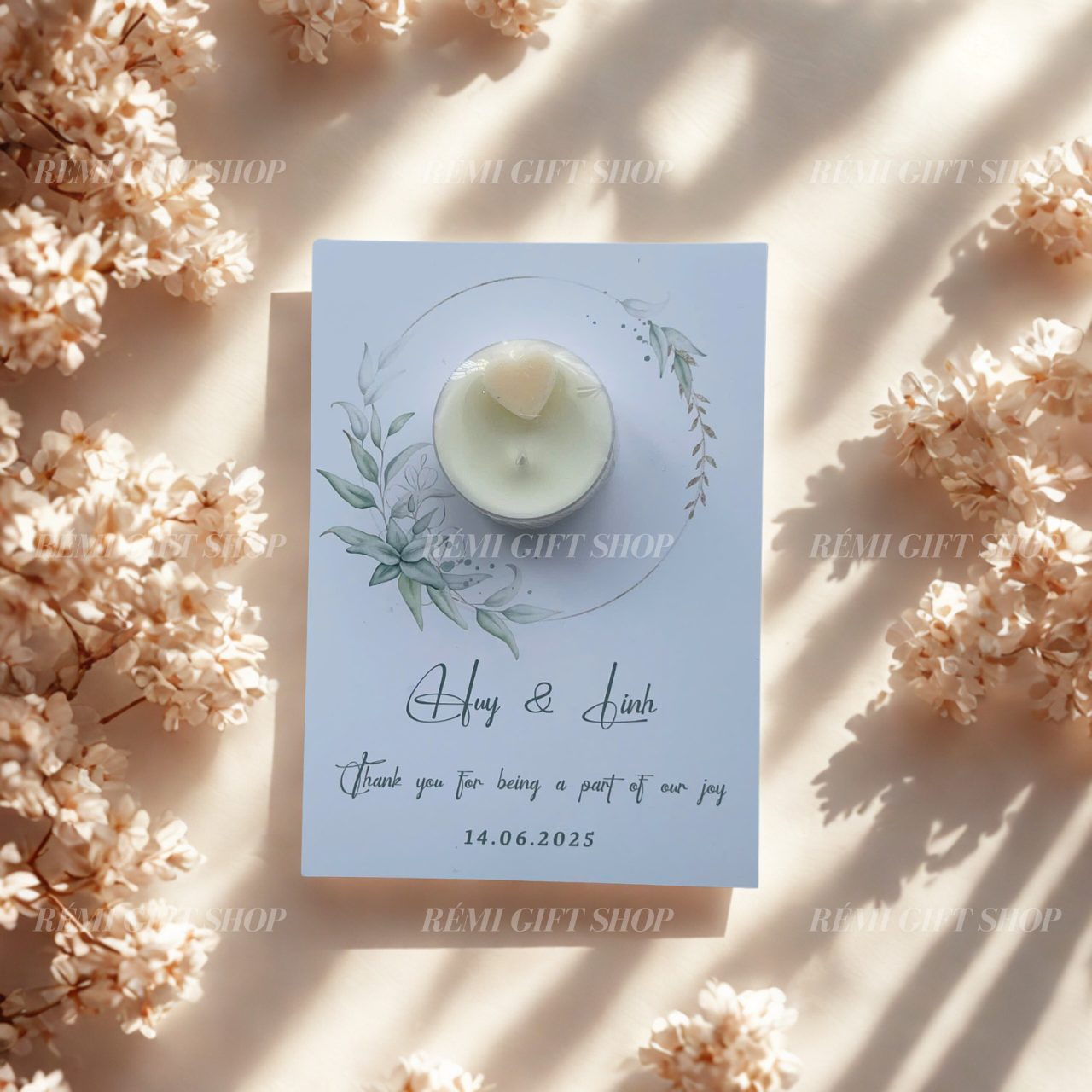 thiệp nến thơm tealight tròn