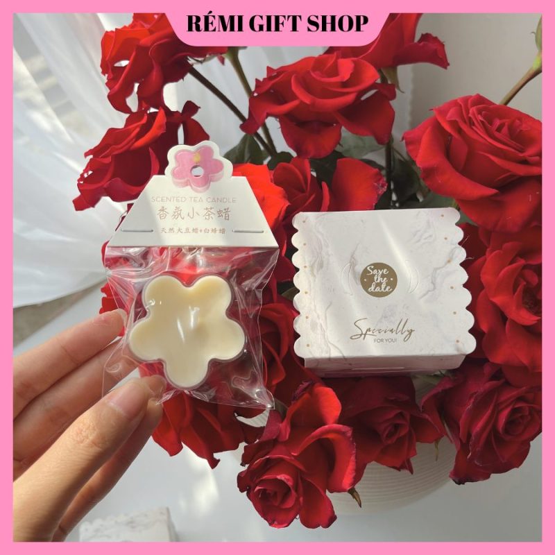 hộp quà tặng nến thơm tealight bông hoa