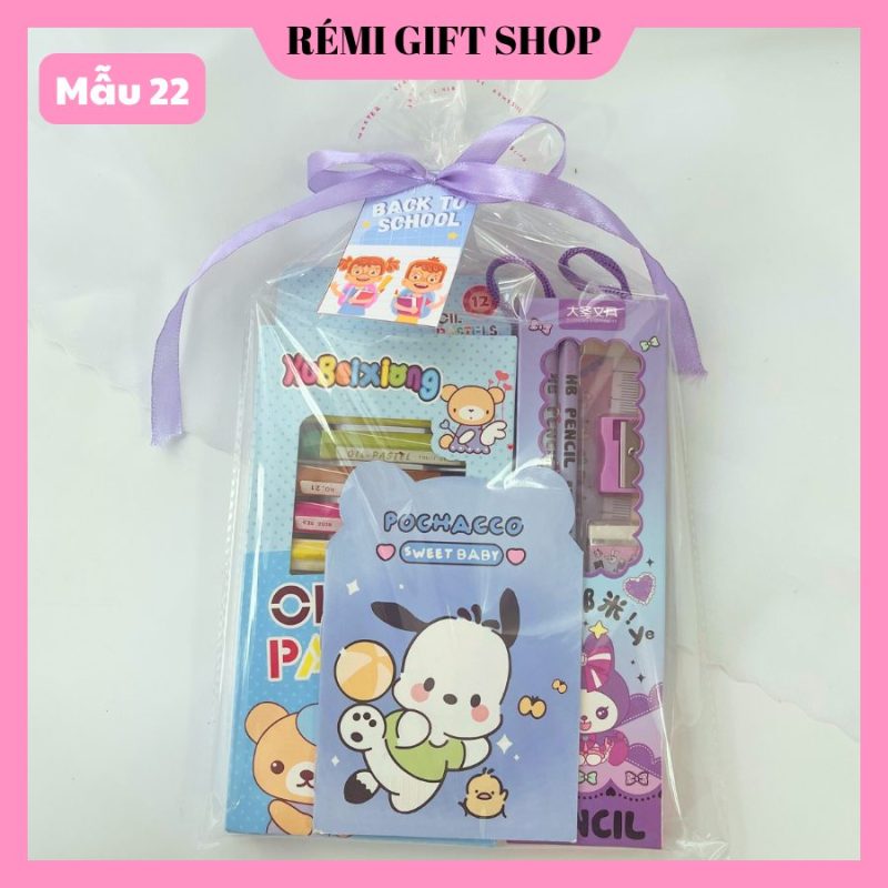 Set quà tặng bánh kẹo & đồ dùng học tập cho bé