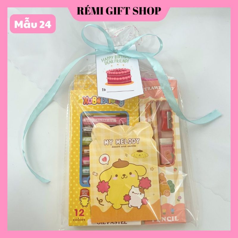 Set quà tặng bánh kẹo & đồ dùng học tập cho bé