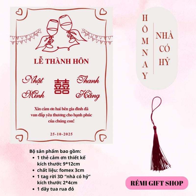 tag thẻ cảm ơn trang trí bàn tiệc, bàn gia tiên, bàn đám cưới đám hỏi