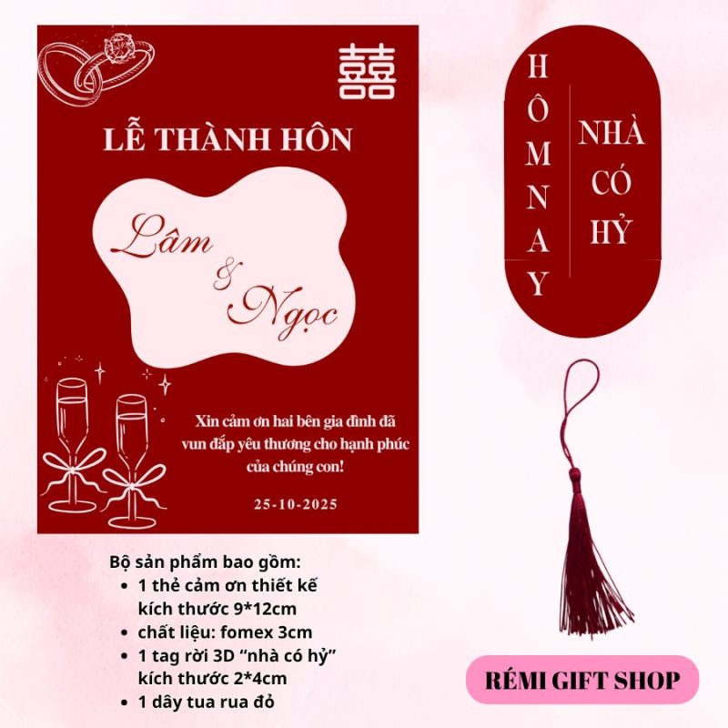 tag thẻ cảm ơn trang trí bàn tiệc, bàn gia tiên, bàn đám cưới đám hỏi