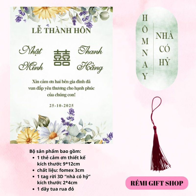 tag thẻ cảm ơn trang trí bàn tiệc, bàn gia tiên, bàn đám cưới đám hỏi