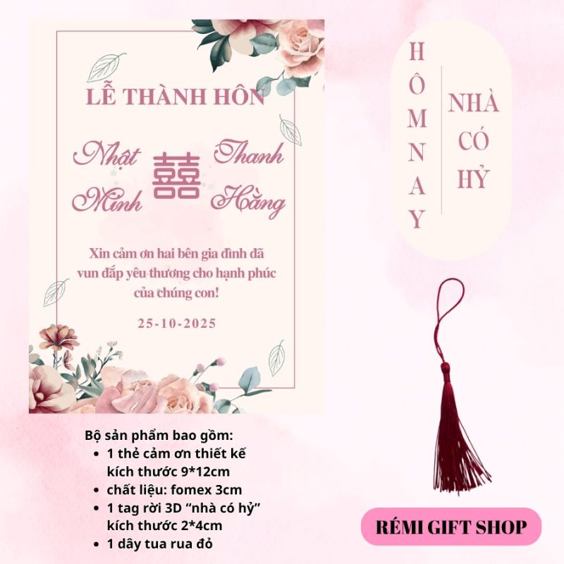 tag thẻ cảm ơn trang trí bàn tiệc, bàn gia tiên, bàn đám cưới đám hỏi