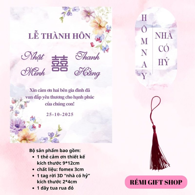 tag thẻ cảm ơn trang trí bàn tiệc, bàn gia tiên, bàn đám cưới đám hỏi