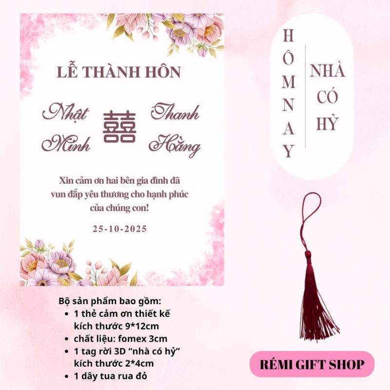 tag thẻ cảm ơn trang trí bàn tiệc, bàn gia tiên, bàn đám cưới đám hỏi