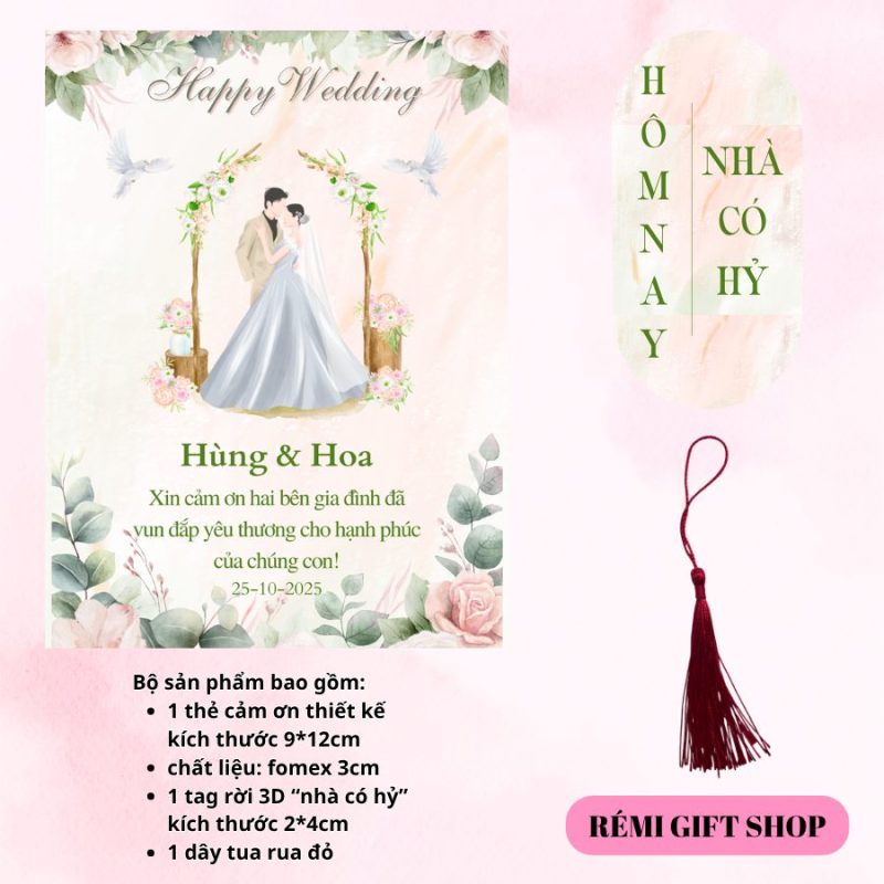 tag thẻ cảm ơn trang trí bàn tiệc, bàn gia tiên, bàn đám cưới đám hỏi