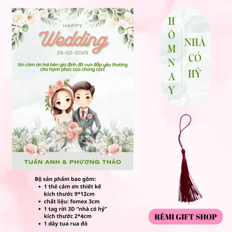 tag thẻ cảm ơn trang trí bàn tiệc, bàn gia tiên, bàn đám cưới đám hỏi