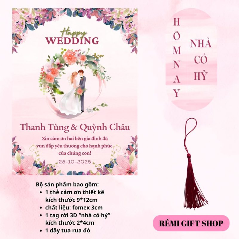 tag thẻ cảm ơn trang trí bàn tiệc, bàn gia tiên, bàn đám cưới đám hỏi