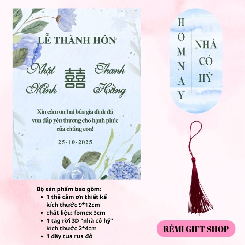 tag thẻ cảm ơn trang trí bàn tiệc, bàn gia tiên, bàn đám cưới đám hỏi