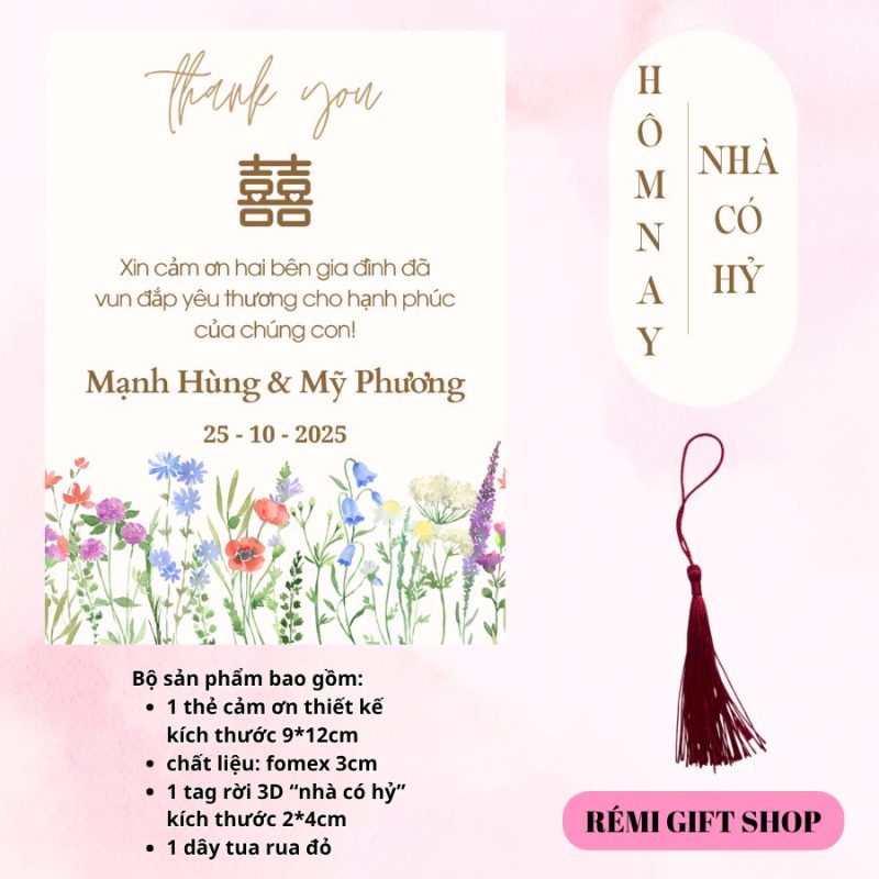 tag thẻ cảm ơn trang trí bàn tiệc, bàn gia tiên, bàn đám cưới đám hỏi