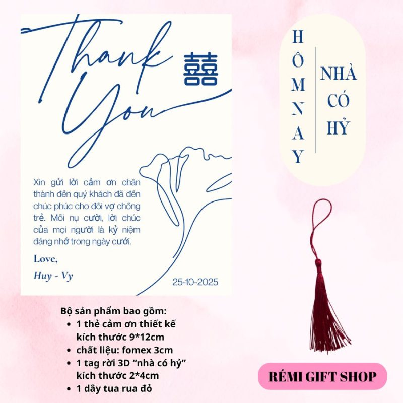 tag thẻ cảm ơn trang trí bàn tiệc, bàn gia tiên, bàn đám cưới đám hỏi