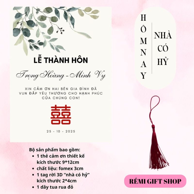 tag thẻ cảm ơn trang trí bàn tiệc, bàn gia tiên, bàn đám cưới đám hỏi