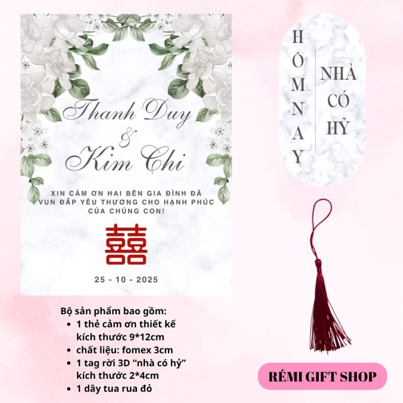 tag thẻ cảm ơn trang trí bàn tiệc, bàn gia tiên, bàn đám cưới đám hỏi