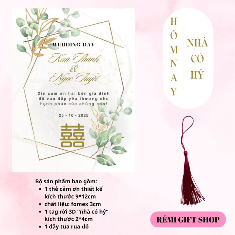 tag thẻ cảm ơn trang trí bàn tiệc, bàn gia tiên, bàn đám cưới đám hỏi