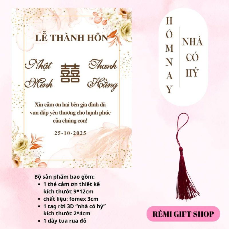 tag thẻ cảm ơn trang trí bàn tiệc, bàn gia tiên, bàn đám cưới đám hỏi