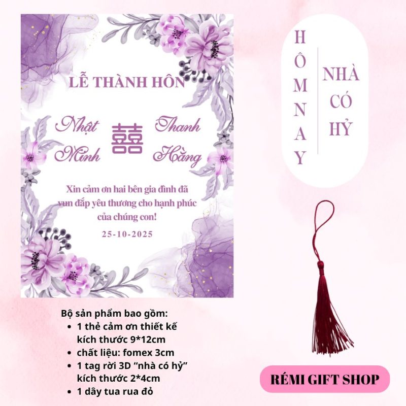 tag thẻ cảm ơn trang trí bàn tiệc, bàn gia tiên, bàn đám cưới đám hỏi