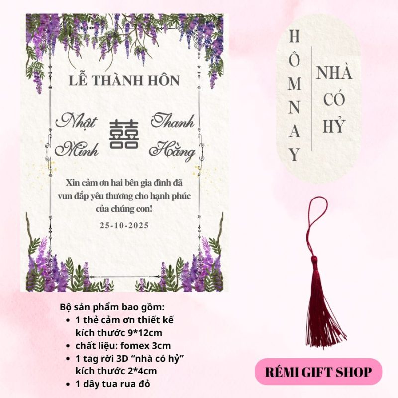 tag thẻ cảm ơn trang trí bàn tiệc, bàn gia tiên, bàn đám cưới đám hỏi