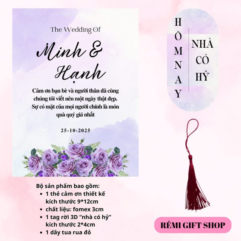 tag thẻ cảm ơn trang trí bàn tiệc, bàn gia tiên, bàn đám cưới đám hỏi