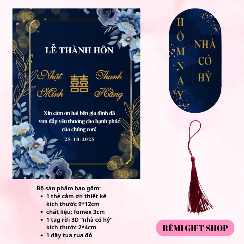 tag thẻ cảm ơn trang trí bàn tiệc, bàn gia tiên, bàn đám cưới đám hỏi