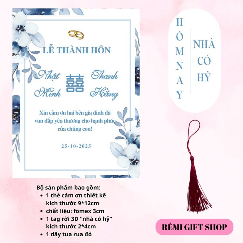 tag thẻ cảm ơn trang trí bàn tiệc, bàn gia tiên, bàn đám cưới đám hỏi