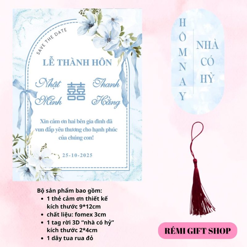 tag thẻ cảm ơn trang trí bàn tiệc, bàn gia tiên, bàn đám cưới đám hỏi