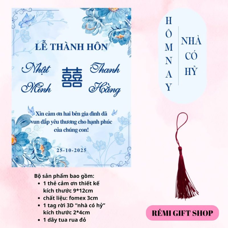 tag thẻ cảm ơn trang trí bàn tiệc, bàn gia tiên, bàn đám cưới đám hỏi
