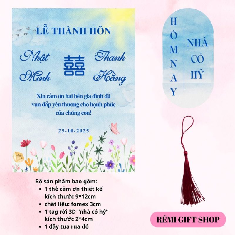 tag thẻ cảm ơn trang trí bàn tiệc, bàn gia tiên, bàn đám cưới đám hỏi