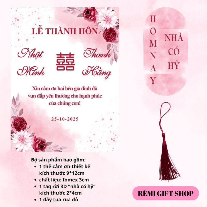 tag thẻ cảm ơn trang trí bàn tiệc, bàn gia tiên, bàn đám cưới đám hỏi