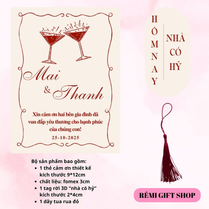 tag thẻ cảm ơn trang trí bàn tiệc, bàn gia tiên, bàn đám cưới đám hỏi